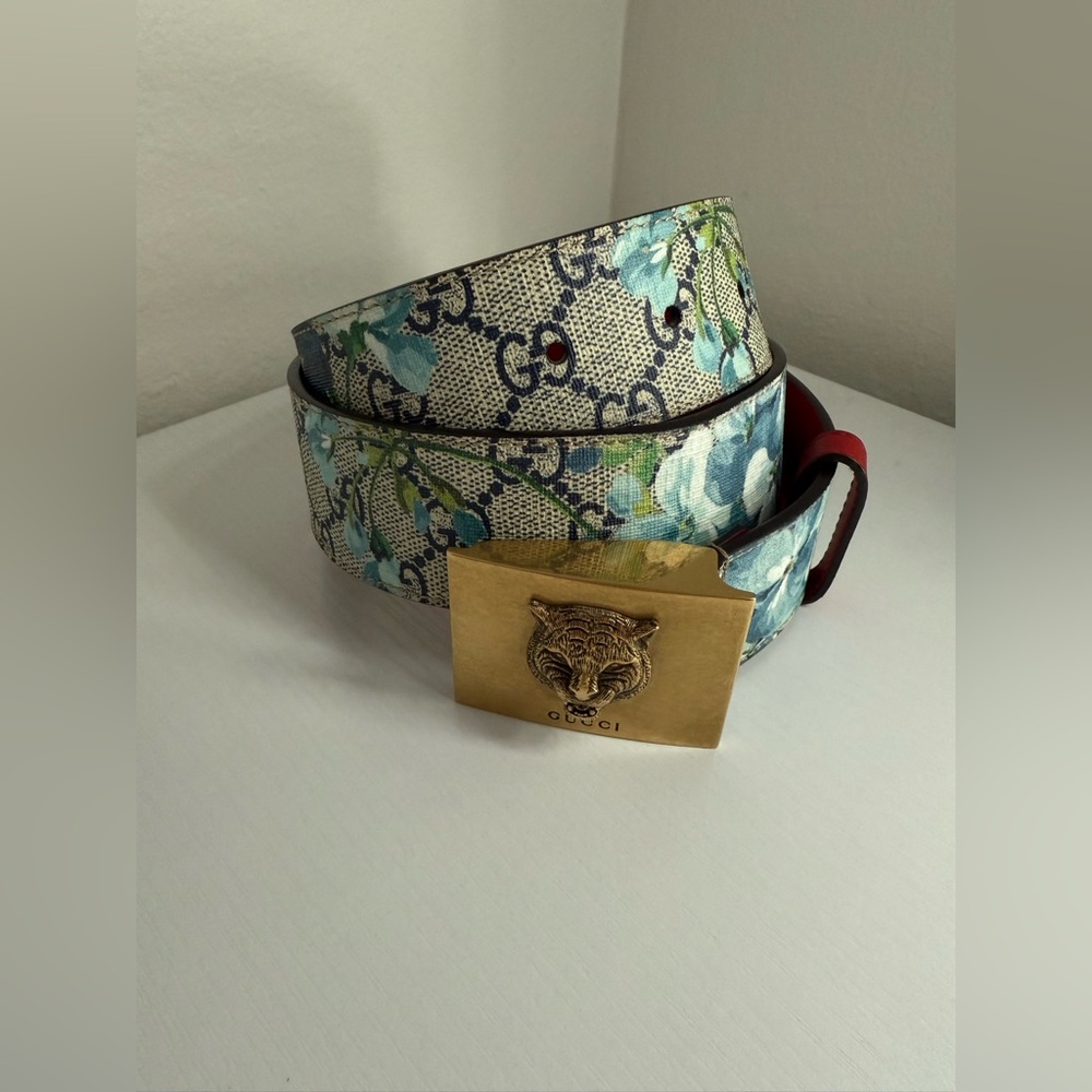 GUCCI GG Supreme Blooms Tiger Belt Size 34 - Picture 2 of 10